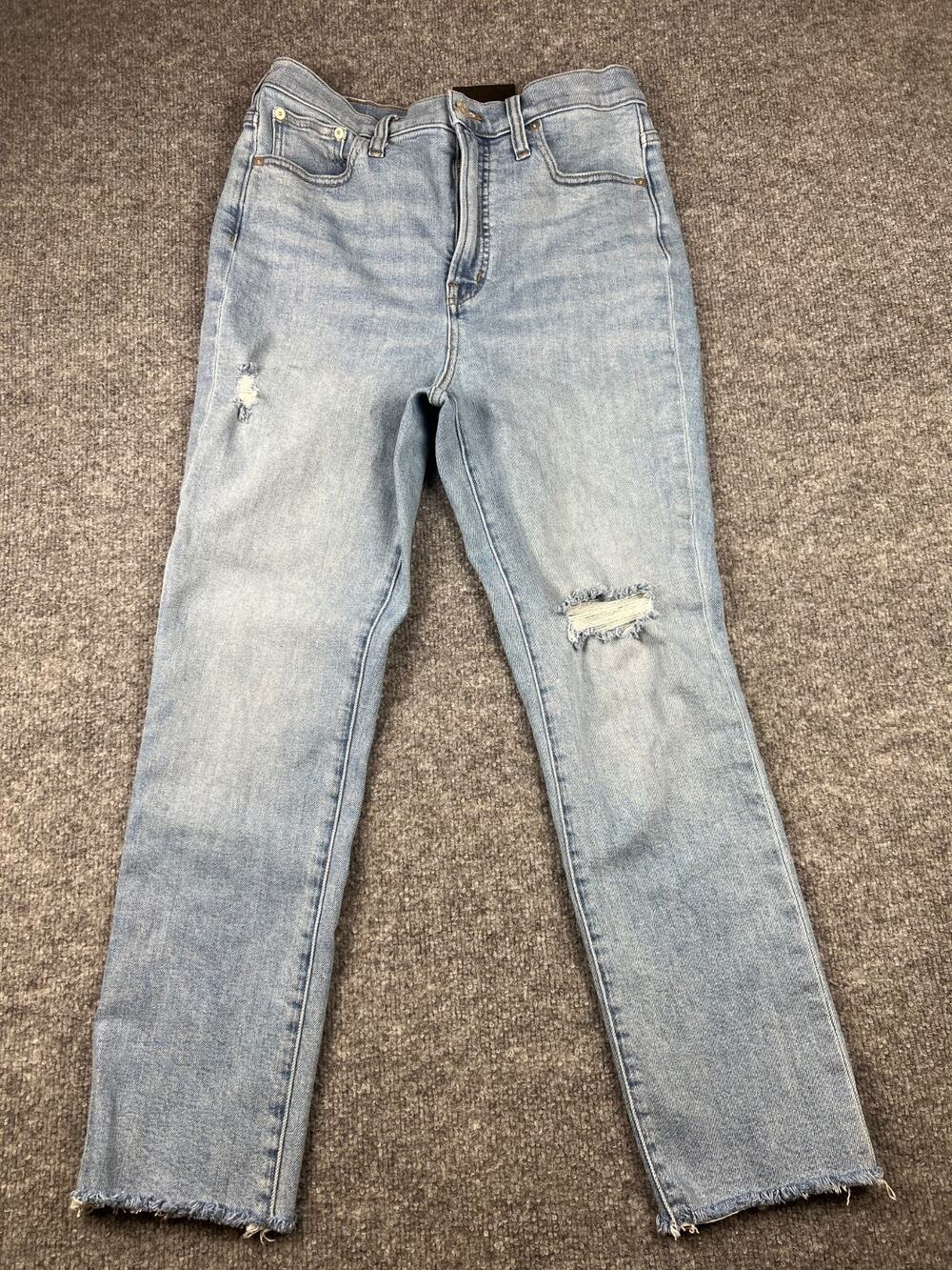 Madewell Perfect Vintage Straight Jean Women's 28 Blue Denim Distressed‎ #757